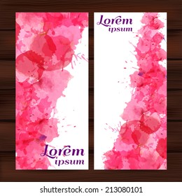 vector illustration. Set of vertical banners with watercolor texture