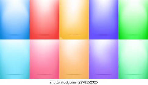 Vector illustration. Set of vibrant and pastel color backdrop. Abstract rendering 3d shape. Cosmetic product display presentation. Minimal wall. Design for poster,, web banner template, statement
