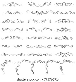 vector illustration set of vintage border calligraphic and dividers decorative, calligraphic swirl