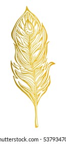 Vector illustration set. Vintage decorative vector elements isolated. . Hand drawn. Feather, spirituality, prints for t-shirts and other textiles.