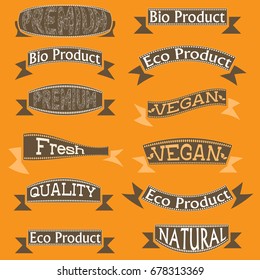 Vector illustration set of vintage Label, Banner Tag Sticker Badge and Ribbons design elements. Origami banners