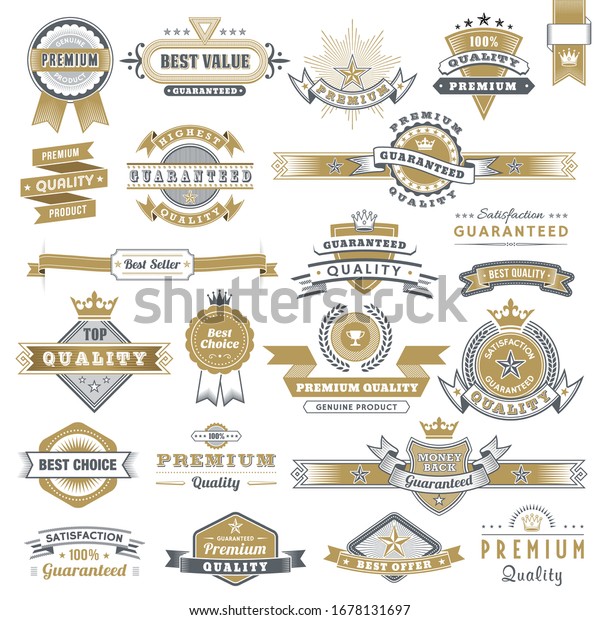 Vector illustration set of
vintage Label, Banner Tag Sticker Badge and Ribbons design
elements
