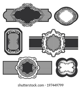 Vector illustration set of vintage labels white-black