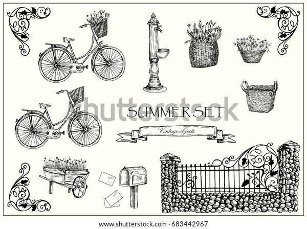 Vector Illustration Set Vector Vintage Objects Stock Vector (Royalty ...