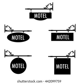 Vector illustration set of vintage, old motel signs.