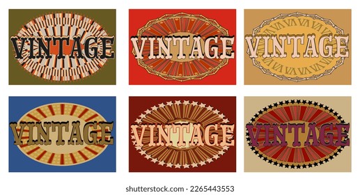 Vektorgrafik-Set mit Vintage-Retro-Signatur. Retro-Rahmen, Wanddekor. Verwendung für Werbung und Promotion in sozialen Medien und Print für Innenarchitektur. brüchiger Hintergrund.