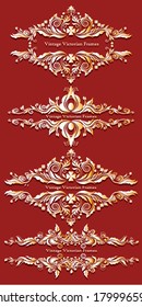 Vector illustration of a a set of vintage Victorian frames and boarders