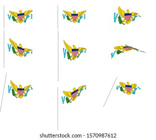 Vector Illustration of Set with Virgin US Islands Flag