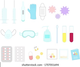 Vector illustration set of virus protection