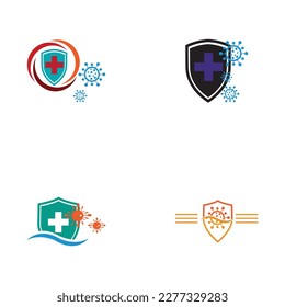 vector illustration set of Virus protection logo and symbol