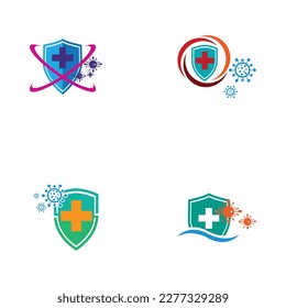 Vektorgrafik-Set mit Logo und Symbol für den Virenschutz