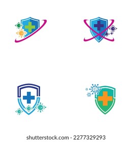 vector illustration set of Virus protection logo and symbol