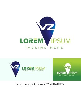 Ein Vektorgrafik-Set mit dem Anfangszeichen des VZ Monogram-Logos