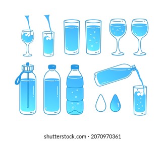 Vektorgrafik-Hydratationskonzept für die Wasserbilanz. Einzeln auf weißem Hintergrund.