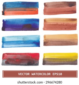 Vector illustration of a set of vector watercolor collection of multicolored lines, backgrounds for your design and art