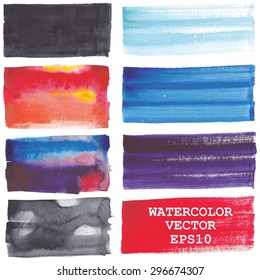 Vector illustration of a set of vector watercolor collection of multicolored lines, backgrounds for your design and art