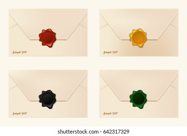 Vector illustration of Set of wax sealed envelopes