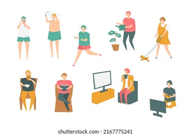 Vector illustration set of way to spend holidays.