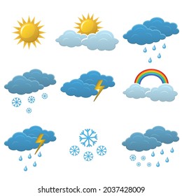 Vector illustration of a set of weather forecast icons.