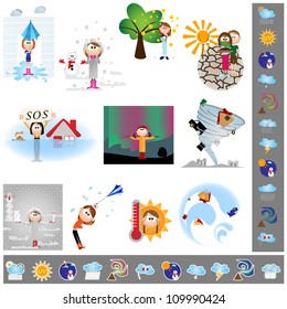 Vector illustration set: Weather graphic design elements for cards & background (Part 3)