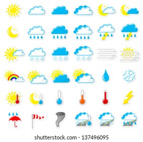 vector illustration of a set of weather icons