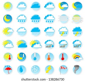vector illustration of a set of weather icons