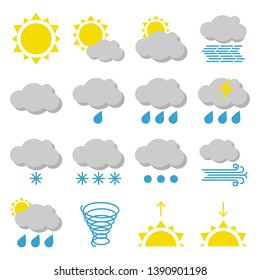 Vector illustration. Set of weather icons in three colors.