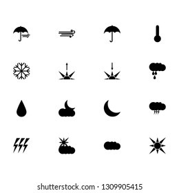 Vector illustration. Set of weather multicolored icons. Flat style