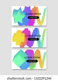 Vector illustration, set of web banners design with abstract decorative gradient elements.