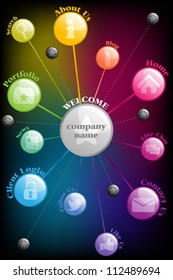 A vector illustration of a set of web elements