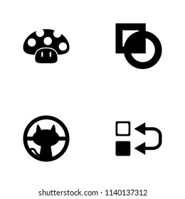 Vector illustration set web icons. Elements inversion sign, cat outside the window, cut sign and mushroom icon on white background