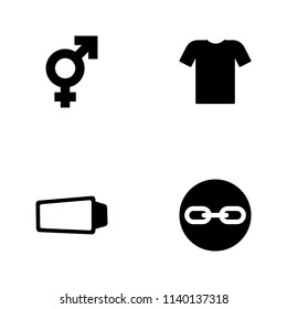 Vector illustration set web icons. Elements sign of attach in round, virtual reality glasses, T-shirt and transgender sign icon on white background