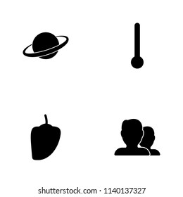 Vector illustration set web icons. Elements contacts, pepper, thermometer and Saturn planet icon on white background