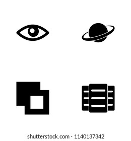 Vector illustration set web icons. Elements files, cut sign, Saturn planet and eye icon on white background