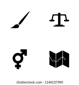 Vector illustration set web icons. Elements map, transgender sign, Libra and brush icon on white background