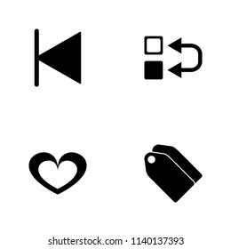Vector illustration set web icons. Elements tags, heart, inversion sign and previous icon on white background