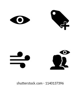 Vector illustration set web icons. Elements hidden contacts, wind, plus tag and eye icon on white background