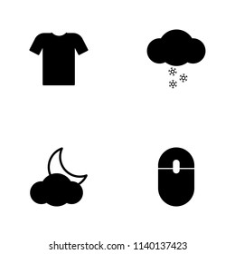 Vector illustration set web icons. Elements mouse, crescent behind the cloud, snow cloud and T-shirt icon on white background