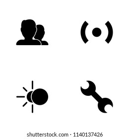 Vector illustration set web icons. Elements settings, eclipse, signal sign and contacts icon on white background