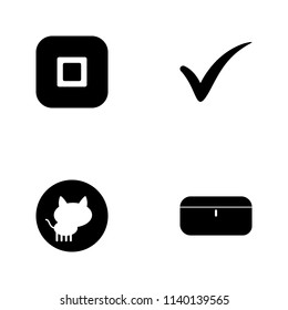 Vector illustration set web icons. Elements case, cat in round, check mark and button icon on white background