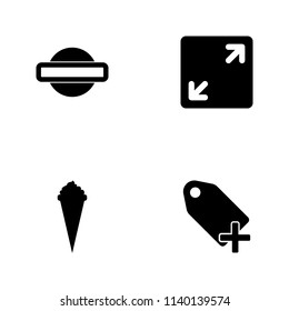 Vector illustration set web icons. Elements plus tag, ice cream, open sign and prohibition sign icon on white background
