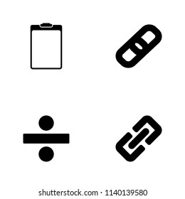 Vector illustration set web icons. Elements attach sign, division sign, attach sign and paper tablet icon on white background