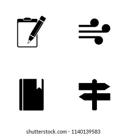 Vector illustration set web icons. Elements crossroads, bookmark in a book, wind and paper tablet and pencil icon on white background