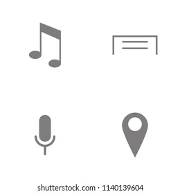 Vector illustration set web icons. Elements Marker, Microphone, document with folded upper cornerand Music noteicon on white background