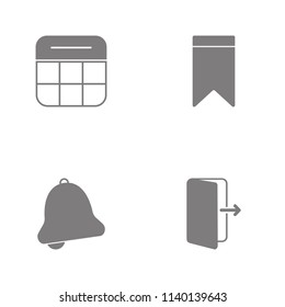 Vector illustration set web icons. Elements The exit, Bookmark, Bookmarkand Calendaricon on white background