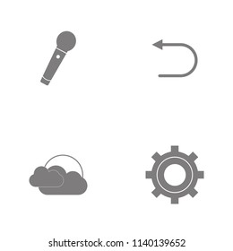 Vector illustration set web icons. Elements setting, Sun cloud, Backand Microphoneicon on white background