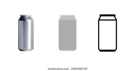 Vector illustration set of white blank aluminum.