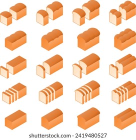Vector illustration set of white bread