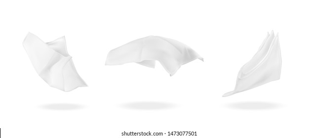 vector illustration of a set of white flying napkins