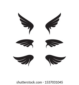 vector illustration set wing silhouette